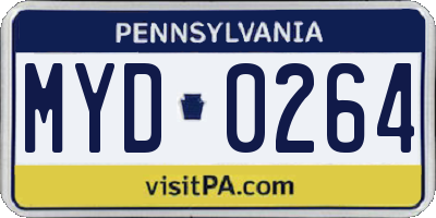 PA license plate MYD0264