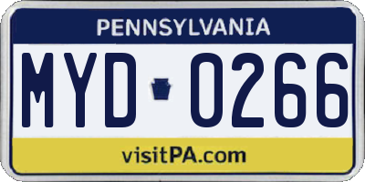 PA license plate MYD0266
