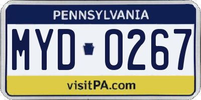 PA license plate MYD0267