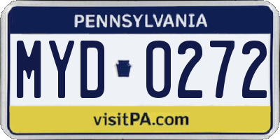 PA license plate MYD0272