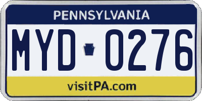 PA license plate MYD0276