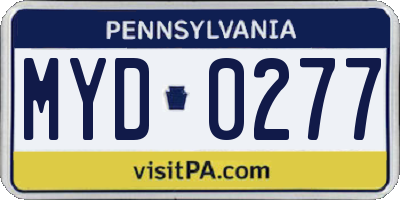 PA license plate MYD0277