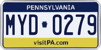 PA license plate MYD0279