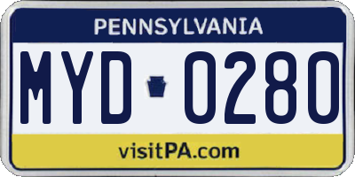 PA license plate MYD0280