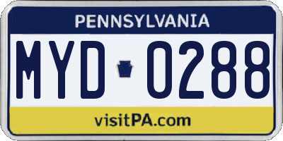 PA license plate MYD0288