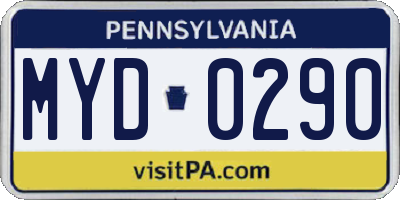 PA license plate MYD0290