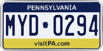 PA license plate MYD0294