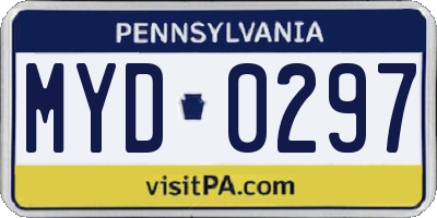 PA license plate MYD0297