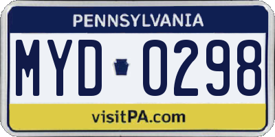 PA license plate MYD0298