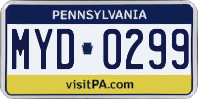 PA license plate MYD0299