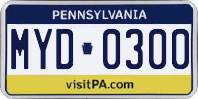 PA license plate MYD0300