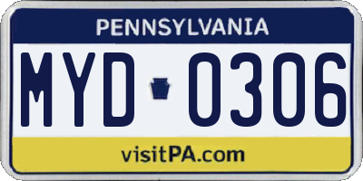 PA license plate MYD0306