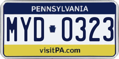 PA license plate MYD0323