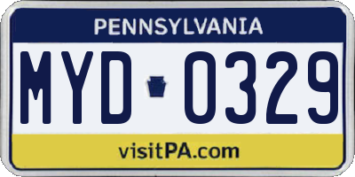 PA license plate MYD0329