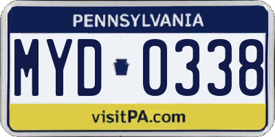 PA license plate MYD0338