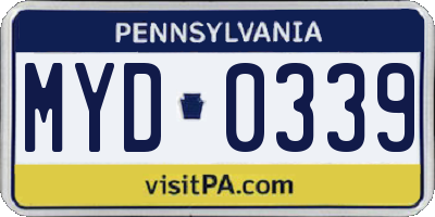 PA license plate MYD0339
