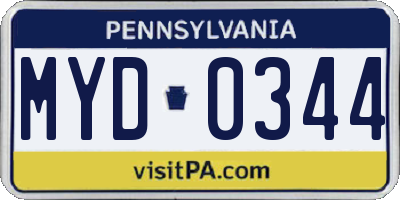 PA license plate MYD0344