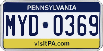 PA license plate MYD0369