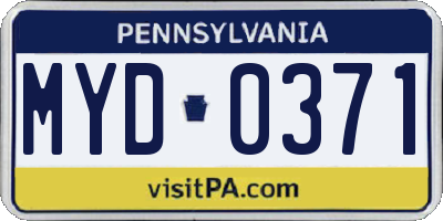 PA license plate MYD0371