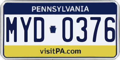 PA license plate MYD0376