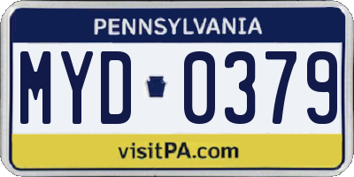 PA license plate MYD0379