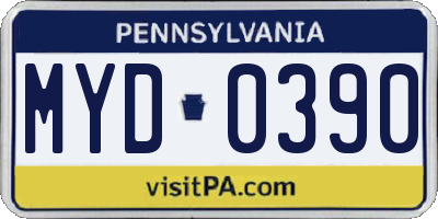 PA license plate MYD0390
