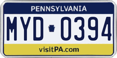 PA license plate MYD0394
