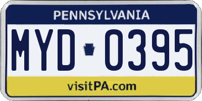 PA license plate MYD0395