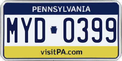 PA license plate MYD0399
