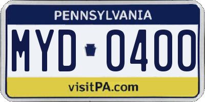 PA license plate MYD0400
