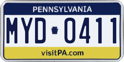 PA license plate MYD0411