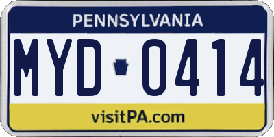 PA license plate MYD0414
