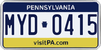PA license plate MYD0415