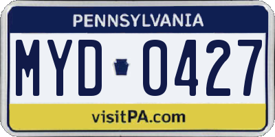 PA license plate MYD0427