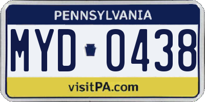 PA license plate MYD0438