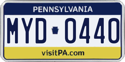 PA license plate MYD0440