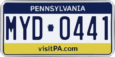PA license plate MYD0441