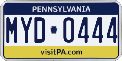 PA license plate MYD0444