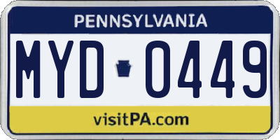 PA license plate MYD0449