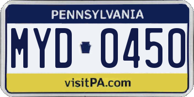 PA license plate MYD0450