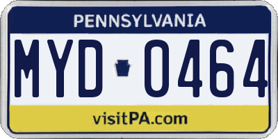 PA license plate MYD0464