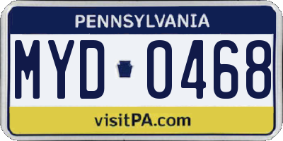 PA license plate MYD0468