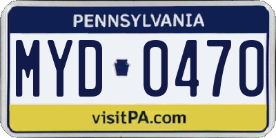 PA license plate MYD0470