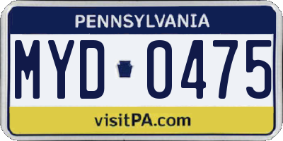PA license plate MYD0475