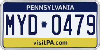 PA license plate MYD0479