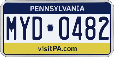 PA license plate MYD0482
