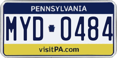 PA license plate MYD0484