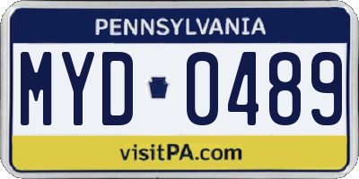 PA license plate MYD0489