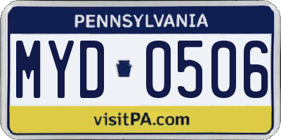 PA license plate MYD0506