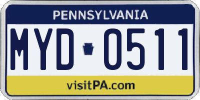 PA license plate MYD0511